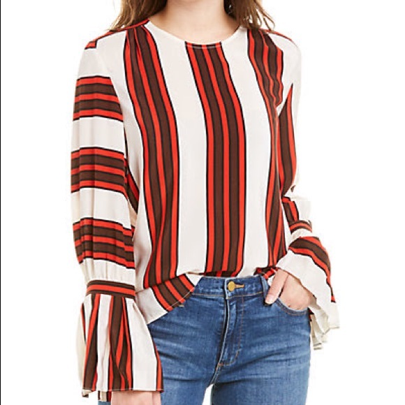 Tory Burch Tops - Tory Burch Frill Sleeve Silk Top size 8 NWT